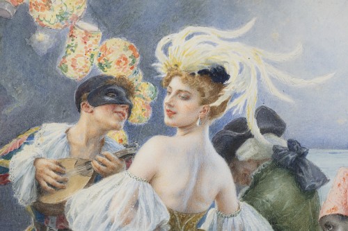 Cesare Saccaggi (1868 - 1934)  - Paire d'aquarelles orientalistes - Art nouveau