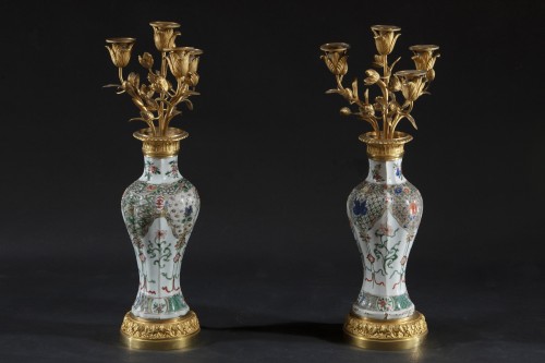 Pair of Chinese green family vases - Asian Works of Art Style 