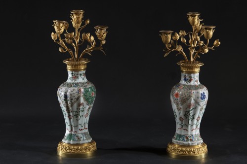Asian Works of Art  - Pair of Chinese green family vases