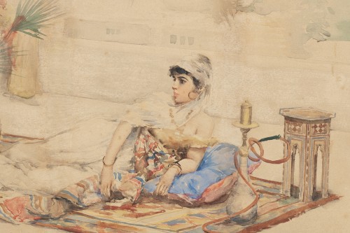  Scène orientaliste -  Fabio Fabbi (1861 - 1946) - Tableaux et dessins Style Napoléon III