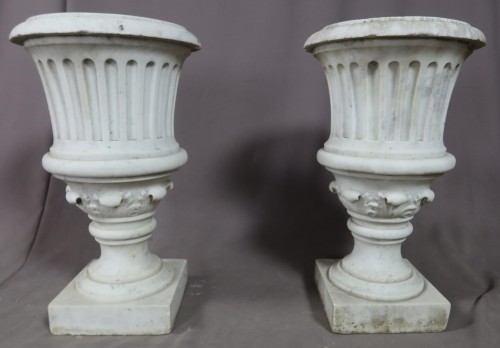 Matériaux & Architecture Ornements de jardin - Paire de vases Médicis en marbre