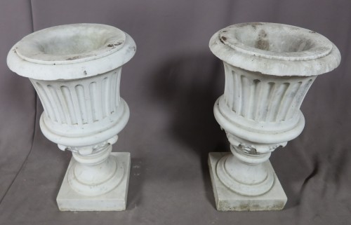 Paire de vases Médicis en marbre - Restauration - Charles X