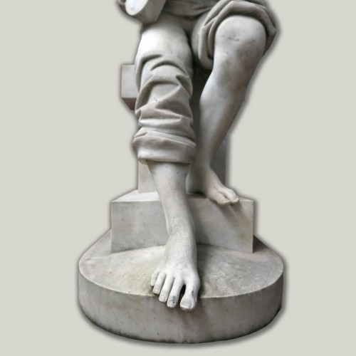 Carrara marble statue signed E.Mannini 1887 - Sculpture Style 