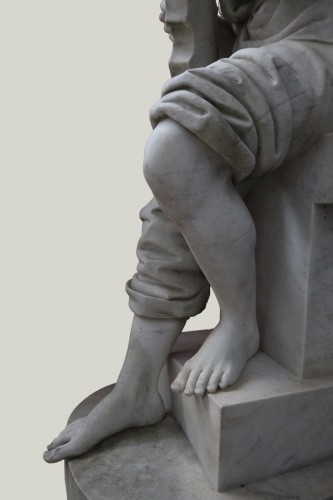 XIXe siècle - Statue en marbre de Carrare signée E.Mannini 1887