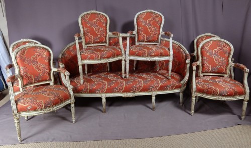 Louis XVI Lacquered beechwood Salon set  - Seating Style Louis XVI