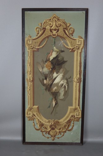 Suite de cinq panneaux décor de papier peint, manufacture Bezault Paris vers 1865 - Philippe Cote Antiquités
