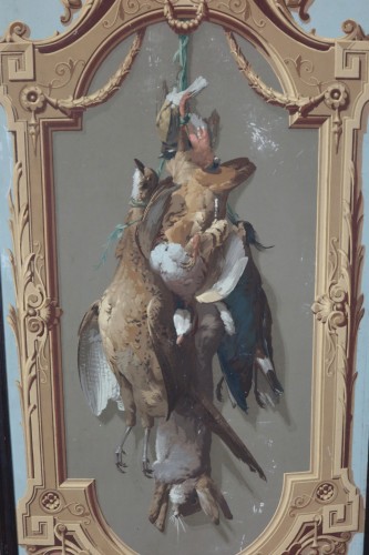 Antiquités - Suite de cinq panneaux décor de papier peint, manufacture Bezault Paris vers 1865
