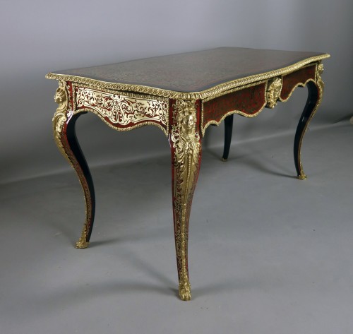 XIXe siècle - Bureau Napoléon III en marqueterie de style Boulle