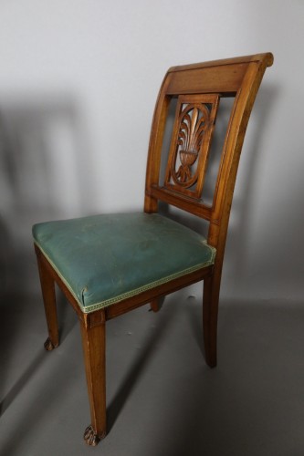 Antiquités - Ensemble de douze chaises en acajou fin 19e