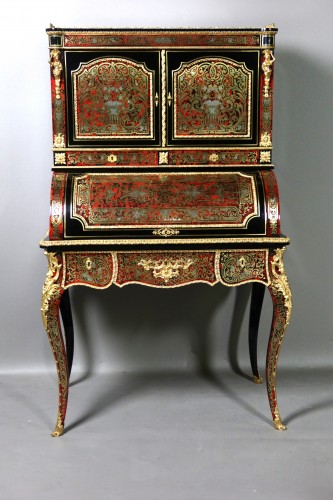 Bureau bonheur du jour Boulle fin XIXe - Mobilier Style Napoléon III