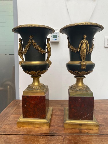 Paire de vases Médicis en bronze - Louis-Philippe