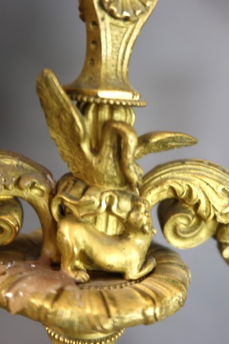 Paire de candélabres en bronze doré XIXe - Restauration - Charles X