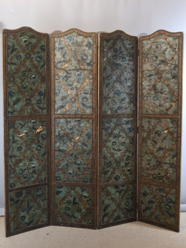 Paravent en cuir de Cordoue époque XVIIe siècle - Mobilier Style 