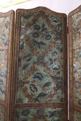 Antiquités - Paravent en cuir de Cordoue époque XVIIe siècle
