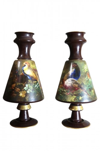 Paire de grands vases Lebeuf Milliet & Cie Creil et Montereau (1840-1876)