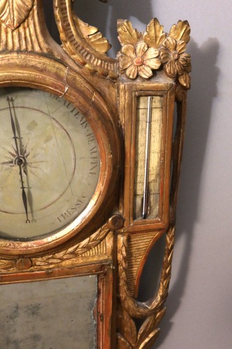 Grand baromètre Louis XVI en bois doré - Objet de décoration Style Louis XVI