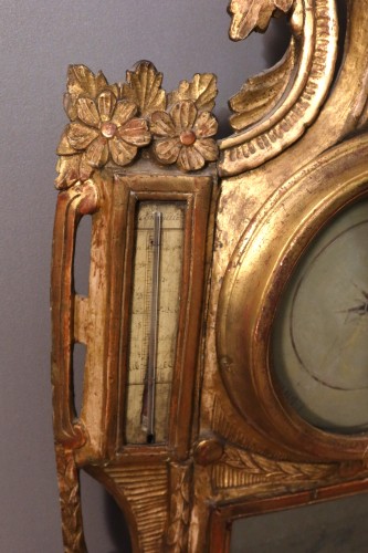 Louis XVI - Grand baromètre Louis XVI en bois doré