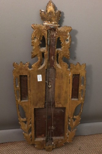 Antiquités - Grand baromètre Louis XVI en bois doré