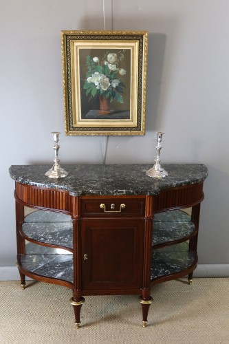 Antiquités - Buffet desserte Louis XVI en acajou, fin XVIIIe siècle