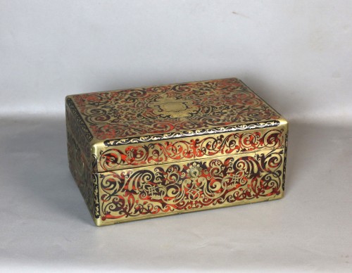 Coffret en marqueterie Boulle avec ses accessoires de toilette en argent massif - Philippe Cote Antiquités