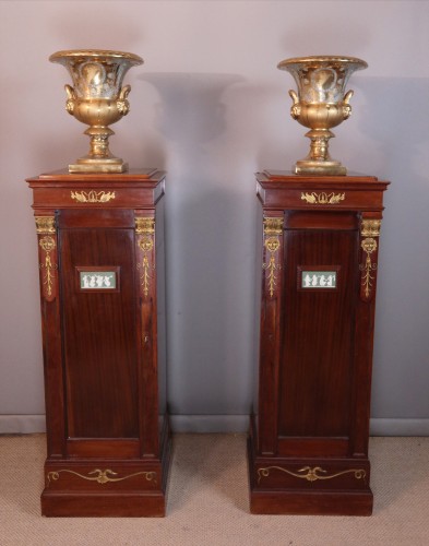 Paire de grandes sellettes à portes époque Napoléon III - Objet de décoration Style Napoléon III