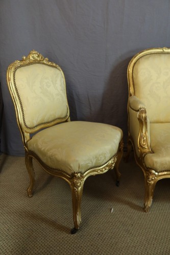 Sièges Canapé & Mobilier de Salon - Salon Napoléon III en bois doré