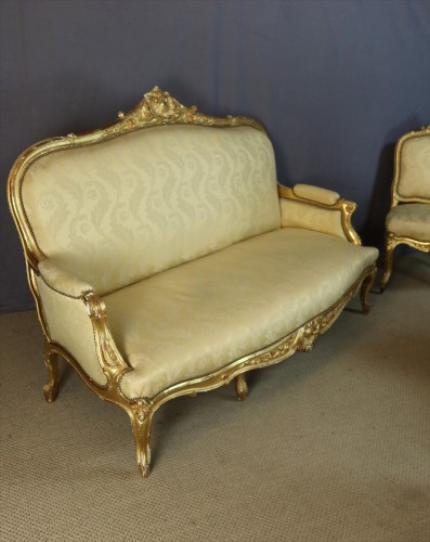 XIXe siècle - Salon Napoléon III en bois doré