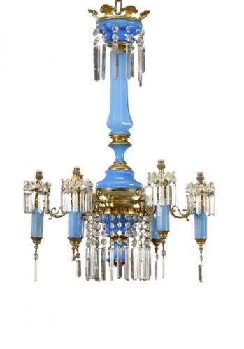 Lustre en opaline bleue Napoléon III