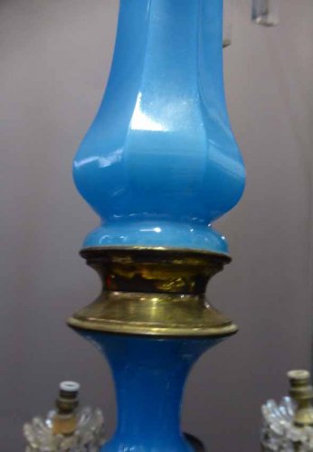 Lustre en opaline bleue Napoléon III - Luminaires Style Napoléon III
