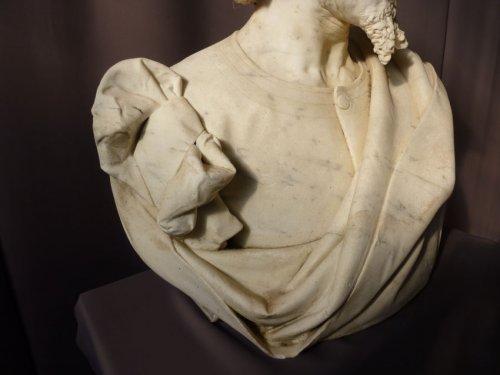 Antiquités - Importante sculpture en marbre signée Benvenuti datée 1874