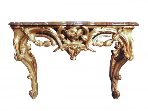 Console en bois doré époque Louis XV