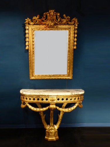 Ensemble miroir et console Napoléon III