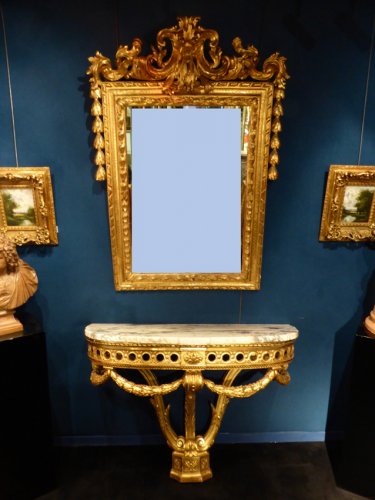XIXe siècle - Ensemble miroir et console Napoléon III