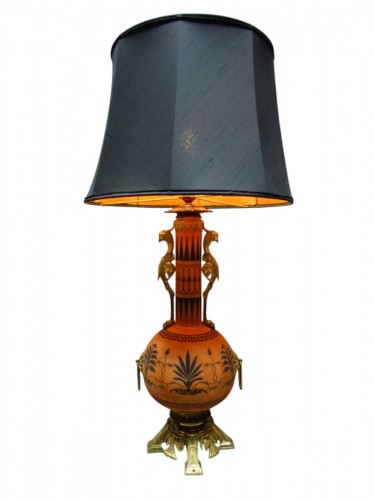 Lampe porcelaine montée bronze XIX