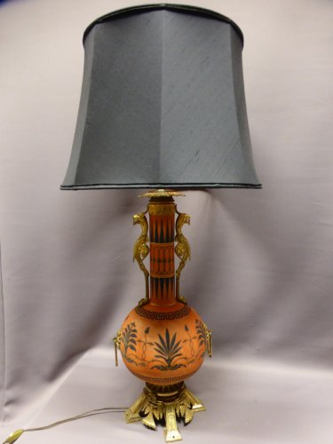 Lampe porcelaine montée bronze XIX - Luminaires Style Napoléon III