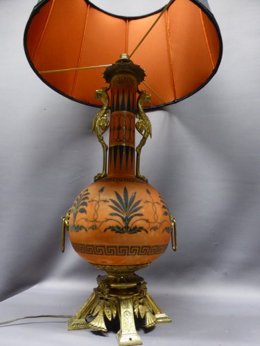 Luminaires Lampe - Lampe porcelaine montée bronze XIX