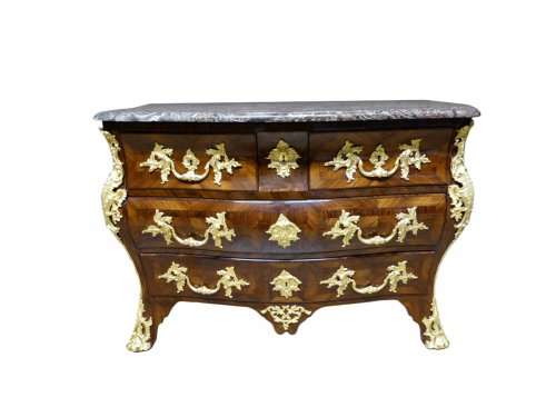 Commode tombeau Louis XV en marqueterie