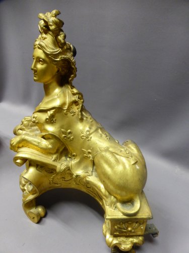 Objet de décoration  - Chenets en bronze doré fin XIXe