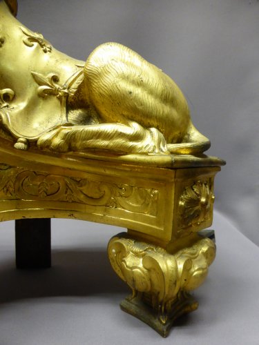 Napoléon III - Chenets en bronze doré fin XIXe