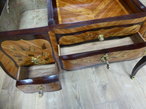 Antiquités - Coiffeuse XVIIIe en marqueterie