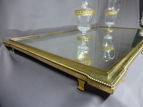 Antiquités - Grand surtout de table en métal doré et argenté - Maison Aucoc