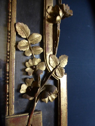 Louis XVI - Miroir époque XVIII en bois doré