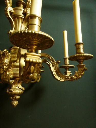 Luminaires Lustre - Lustre en bronze doré XIX