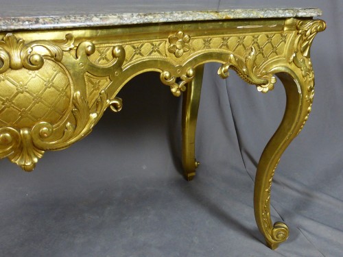 Grande table de milieu en bois doré - Philippe Cote Antiquités