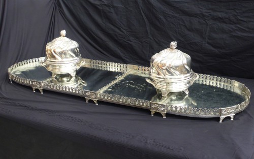 Grand surtout de table en bronze argenté fin XIXe - Napoléon III