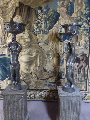 Antiquités - Paire de statues en fonte fin XIXe