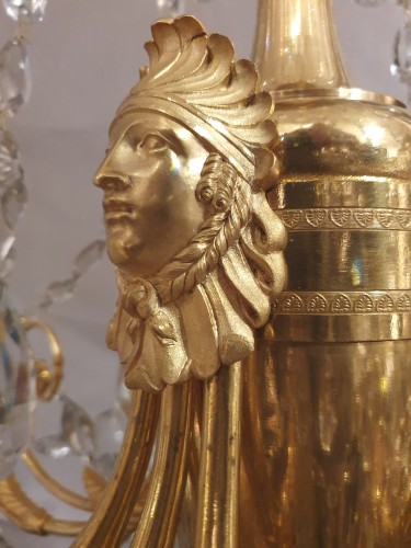 Empire - Lustre en bronze ciselé et doré attribué à Duverger - Epoque Empire