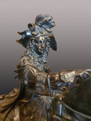 Sculpture Sculpture en Bronze - Statue équestre de Louis XIV d'après Cartelier et Petitot