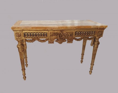 Antiquités - Console en bois doré - Italie XVIIIe siècle