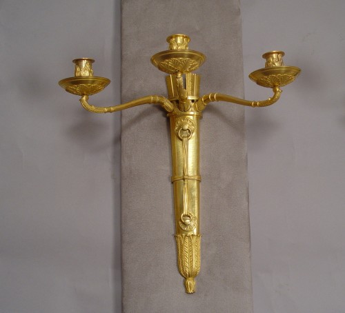 Paire d'appliques en bronze doré - Epoque Empire - Luminaires Style Empire